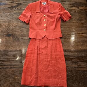 Karen Nicole New York Coral Red Skirt Suit